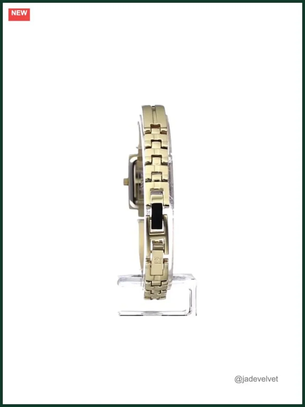 Gold-Tone Dress Watch Rectangular Champagne Dial Quartz Analog